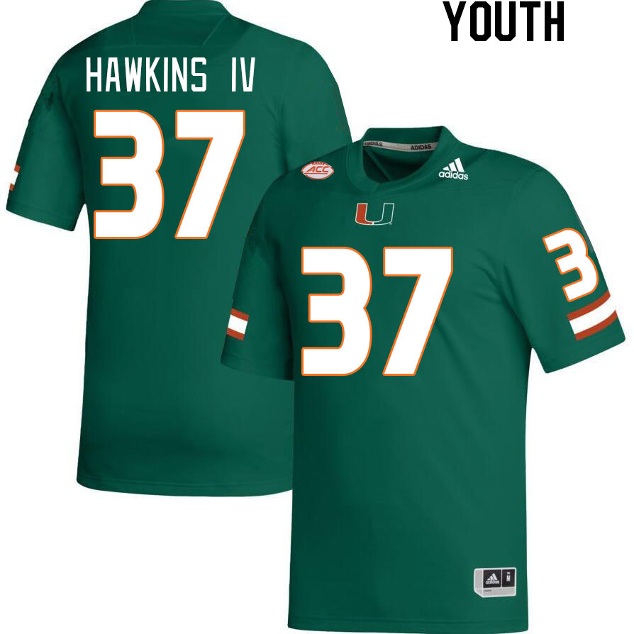 Youth #37 William Hawkins IV Miami Hurricanes College Football Jerseys Stitched Sale-Green